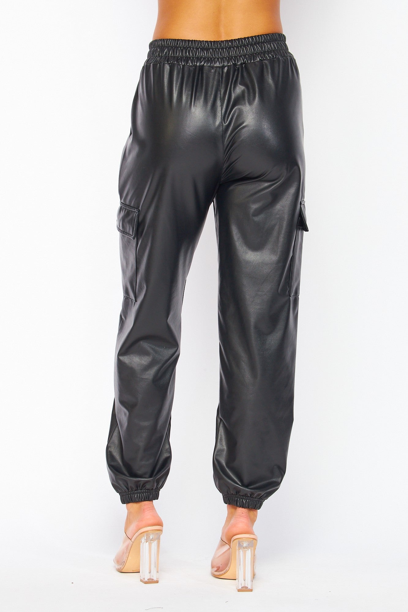 Vegan Leather Cargo Jogger Pants